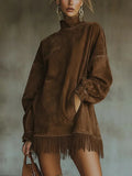 New High-Collar Velvet Retro Loose Pocket Tuxedo Long-Sleeved