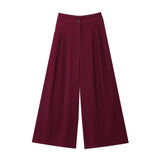 Women's 2025 Summer New Fashion Retro Waist Design Cardigan Top Broad Leg Trousers