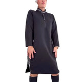 Autumn And Winter New Loose French Half-Zip Knitted Dress Large-Size Solid Color