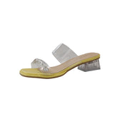 Water Drill Transparent Crystal Heel Sandals Women Summer With High-Grade Coarse Slippers Wearing High Heel Cool