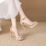 New Summer Net Red High Heels With Sexy 12Cm Fine And Silver Waterproof Table Sandals