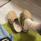 Yards Real Soft Leather Birken Shoes Women's Bao Head Cork Bottom Of The Raised Half-Slipper Wearing A Foot Pedal