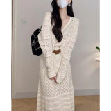 Small Fragrant Wind Hollow Knitted Suit Women 2025 Early Autumn High-End Temperament Half Dress Two