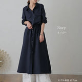 2025 New Japanese Pocket Long Sleeves Long Casual Clip Dress