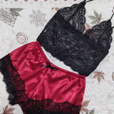 Hot Selling Lace Pajamas Two-Piece Lace Sling Perspective V-Neck Pajamas