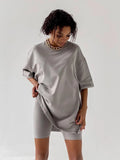Wind Loose Round Collar T-Shirt Men And Women With The Same Fashion Design Back Personalized Art Abstract Printing Short