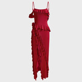 Zingj Spring Hot New Sexy Fashion Pure Color Back Open Fork Splicing Halter