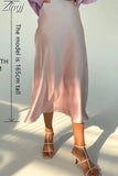 Midi Maxi Long High Waist Satin Skirt Women Elegant Silk A-Line Solid Vintage Ol Ladies Summer Skirts