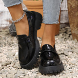 Thick-Bottomed Coarse Heel Leuk-F Wind Small Leather Shoes Spring And Autumn New Retro One-Legged Single