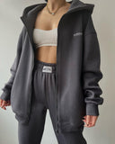 Women's Long-Sleeved Plus Velvet Trousers Casual Fashion Print Hooded Set