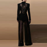 Early Spring New Star Fashion Mesh Splicing Heavy Industry Nail Bead Jacket Chiffon