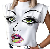 Simple Lip Pattern Collar Lady Shirt Tsets Commuting Short-Sleeved Tops