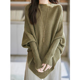 Plus-Size Sweater Loose Shawl Fashion Bat Shirt Women 2025 Sweater Lazy Top Cover Meat Jacket
