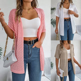 Shooting Summer New Summer Hollow Short-Sleeved Knitted Cardigan Holiday Sunscreen Shirt Women's
