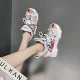 Flower Slope With Water Diamond Sandals Female 2025 Summer New Korean Version High Heel Platform Casual Match Roman