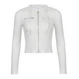 Zingj Simple Casual Niche Solid Color Pocket Hooded T-Shirt Slim Zipper Thread Show Slim Cardigan
