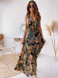Women's Dress 2025 Dress Summer Floral Bare Back Sleeveless Dress V-Neck Temperament