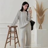 Soft-Gried Gray Sweater Woman 2025 Autumn And Winter Loose Thick Sheep Velvet Collar Knitted
