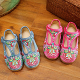 Zingj Shoe Box Girls Embroidered Cloth Shoes, Flat Single Shoes, Children's