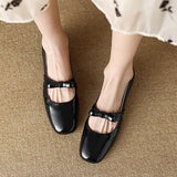 Retro Low-Heeled Coarse Bow Mary Jane Shoes Women 2025 Autumn New Paint Skin Shallow Mouth College Single