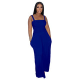 Zingj New Women's Solid Color Casual Strap Strapless Wide-Leg