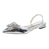 Sandals Women 2025 Summer New Simple Hollow Transparent Flat Shoes Drill Shallow Tip Tips Low-Heeled Women's