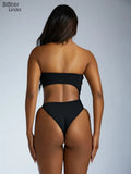 Sexy Beach Style Mesh Bodysuit Women Sleeveless Backless Patchwork See Through Body-Shaping Vacation Clubwear
