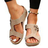 Spring And Autumn New Large Size Women's Shoes Hollow Solid Color Toe Slope And Fish Mouth T-Shaped
