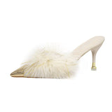 Head Hair Slippers Women In The Autumn Of 2025 New Pointed Head Wear Metal Head Fine And Sweet Temperament Lazy