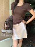 Xixi 13 Line 2025 Autumn White Standard New High-Waisted Half-Body Skirt Pure Color A Word Ass Hip Short Skirt