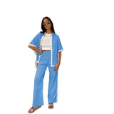 Zingj Spring And Summer New Comfortable Casual Single Breasted Lace Splicing Trousers Shirt Coat
