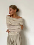Knitted Shirt 2025 Spring Women Feel Solid Color Jacket Head Collar Long-Sleeved Knitting