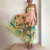 Summer Women's New Temperament Elegant High-Waist Print Slings Casual Fashion