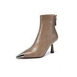 Pointed High Heel Boots Metal Head Gas Small Short Boots High Heels Short Boots Thighs Short Boots Tiring Boots Without Tired