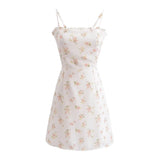 Women's Floral Print Wood Ear Mini Sling Dress