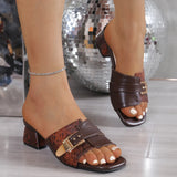 Version Of 2025 Summer Drag Women's Shoes Sand Slippers Large-Size Slippers Belt Buckle Decorative High