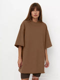 Spring Summer New 260G Cotton T-Shirt Hot Pure Color Short-Sleeved Women Loose Large Version