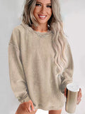Large-Size Women's Fashion Leisure Daily Solid Color Buff Long-Sleeved Collar Collar