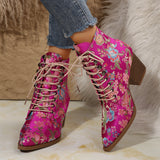 Women's Boots Winter New Ethnic Wind Sharp Rupeal Teling With Embroidered Martin