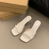 High-Heeled Slippers 2025 New Women's Summer Outside The Square Head Thin Heel Drag Bow Sandals