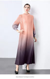 And Fashionable Gradient Lantern Sleeve Pressure Folding Dress Women Autumn And Winter Loose Apparent Thin-Skinny A-Character