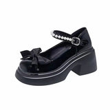 Jane Small Leather Shoes Women's Thick Soles Increase In The Spring Of 2025 New Sweet Bows Shallow Single Shoe