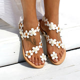 2025 Summer New Roman Flat Bottom Flower Mouzzle Lady Size Sandals