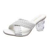 And High-Heery Slippers Women Font Cross-Woven With Women Cool Drag Women