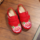 Zingj Shoe Box Girls Embroidered Cloth Shoes, Flat Single Shoes, Children's