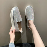 And Autumn 2025 New Pine Cake Thick Sole Large Leisure Single Shoes Women's Footle Shoes Water Drill Sewing Lazy