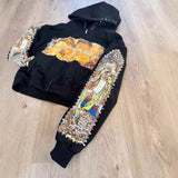 2025 New Trendy Street Loose Hooded St. Women's Printed Sweater Autumn And Winter Zipper Coat