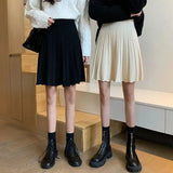 Knitted Pleated Long Mini Skirt- Outfit