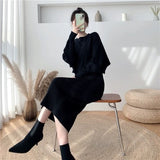 And Winter Korean Version Of Lazy Sweater Women Loose Chic Hoodie Top Two Sets Of Knitted Sling Vest