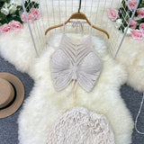 Zingj Tourist Vacation Wind Summer Sling Short Hook Flower Vest Long Skirt Two